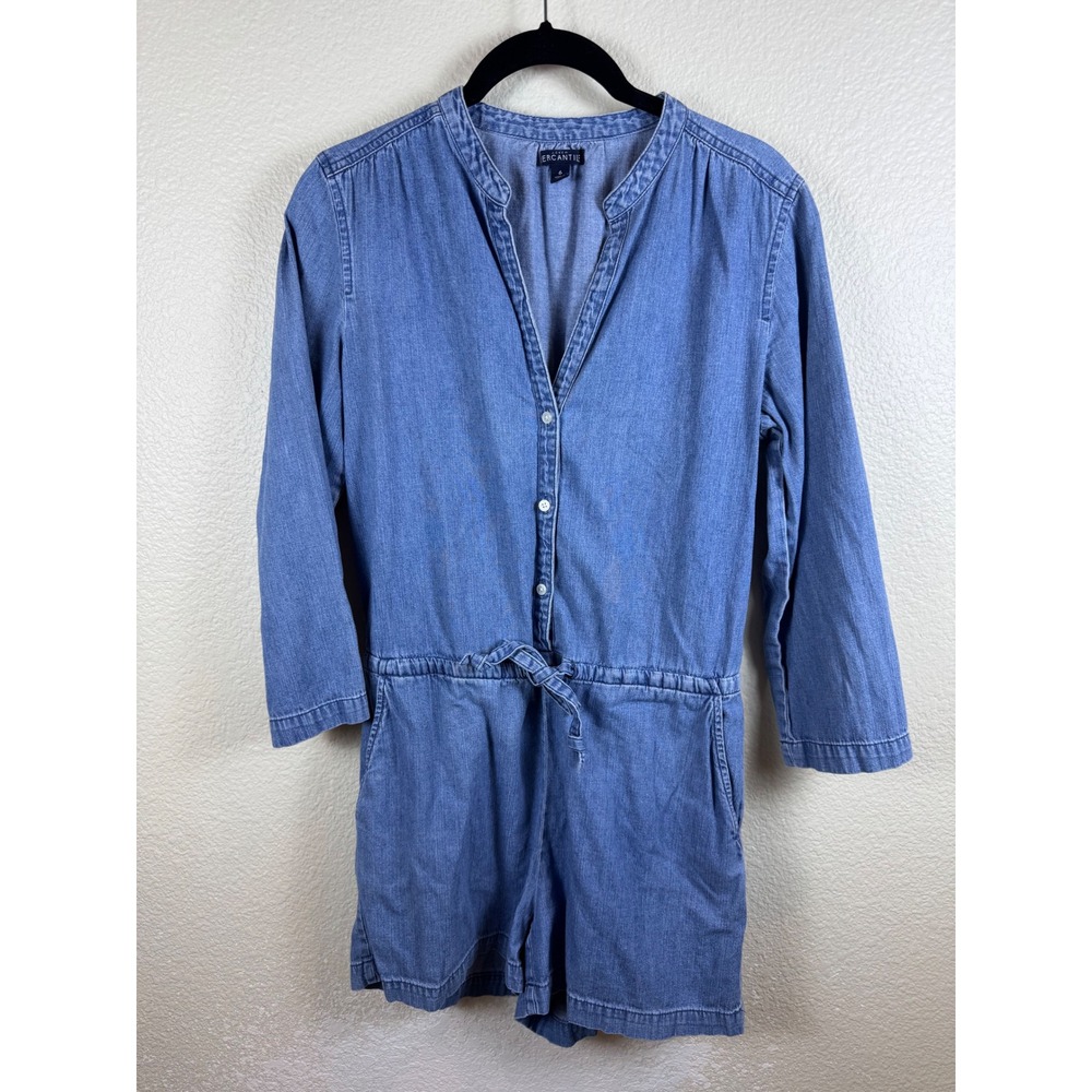 Vintage-Style Light Blue Denim Romper Jumpsuit